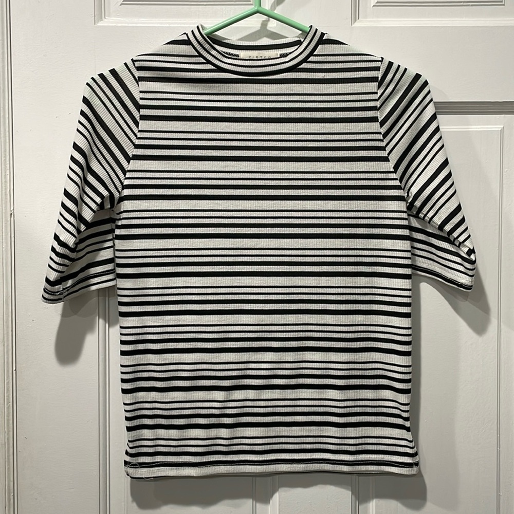 Black and white striped top